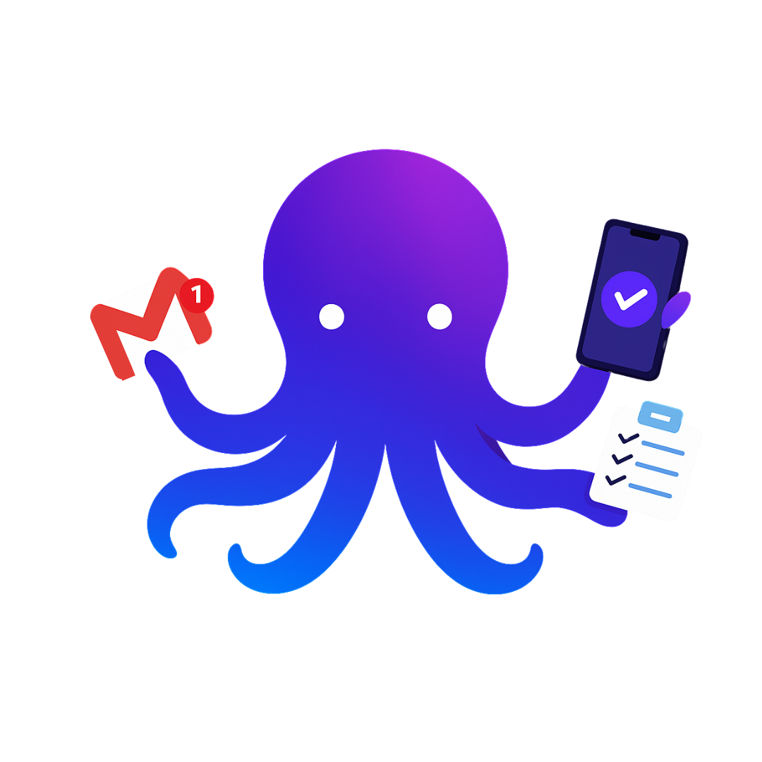 Multitasking AI assistant (octopus) handling email, calls and tasks